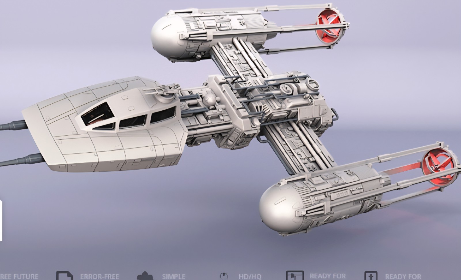 Star Wars 1/32 Scale 19″ Y-wing Model Kit Custom 3d Printed Model Kit W Stand