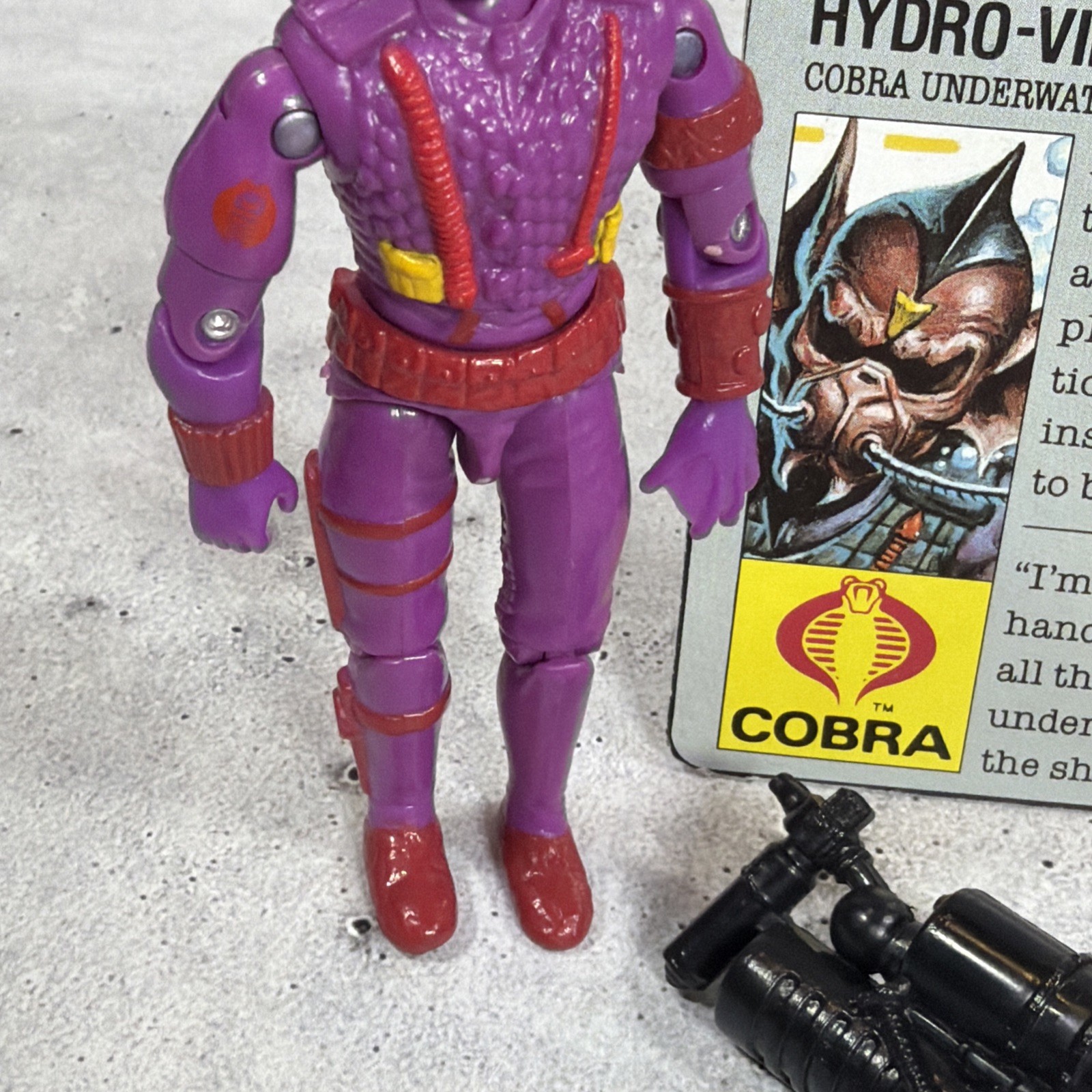 Vintage GI Joe Hydro Viper Action Figure Near Complete w File Card 1988