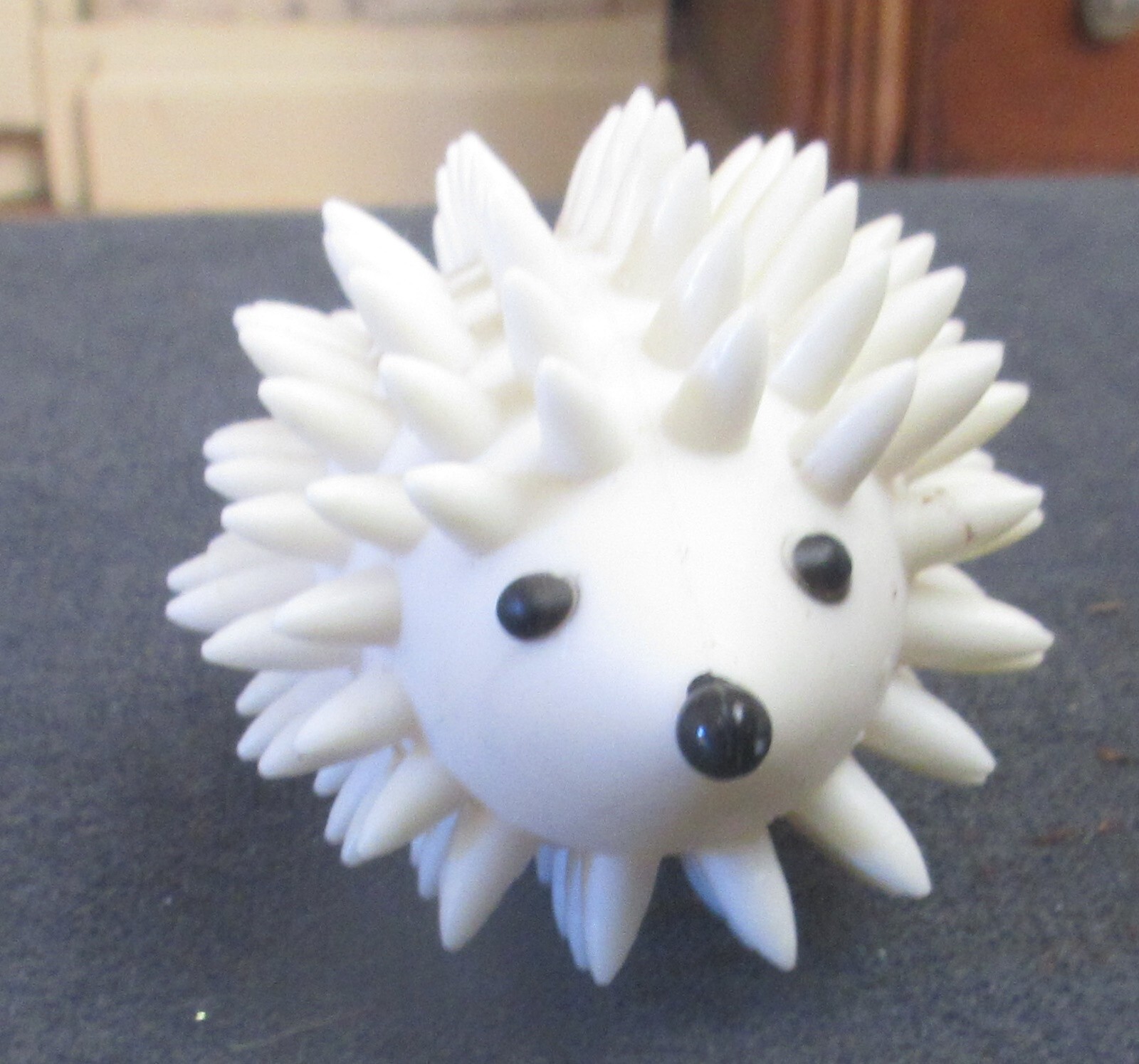 Adorable White Hard Plastic Hedgehog Toy – 3½” long x 2″ tall