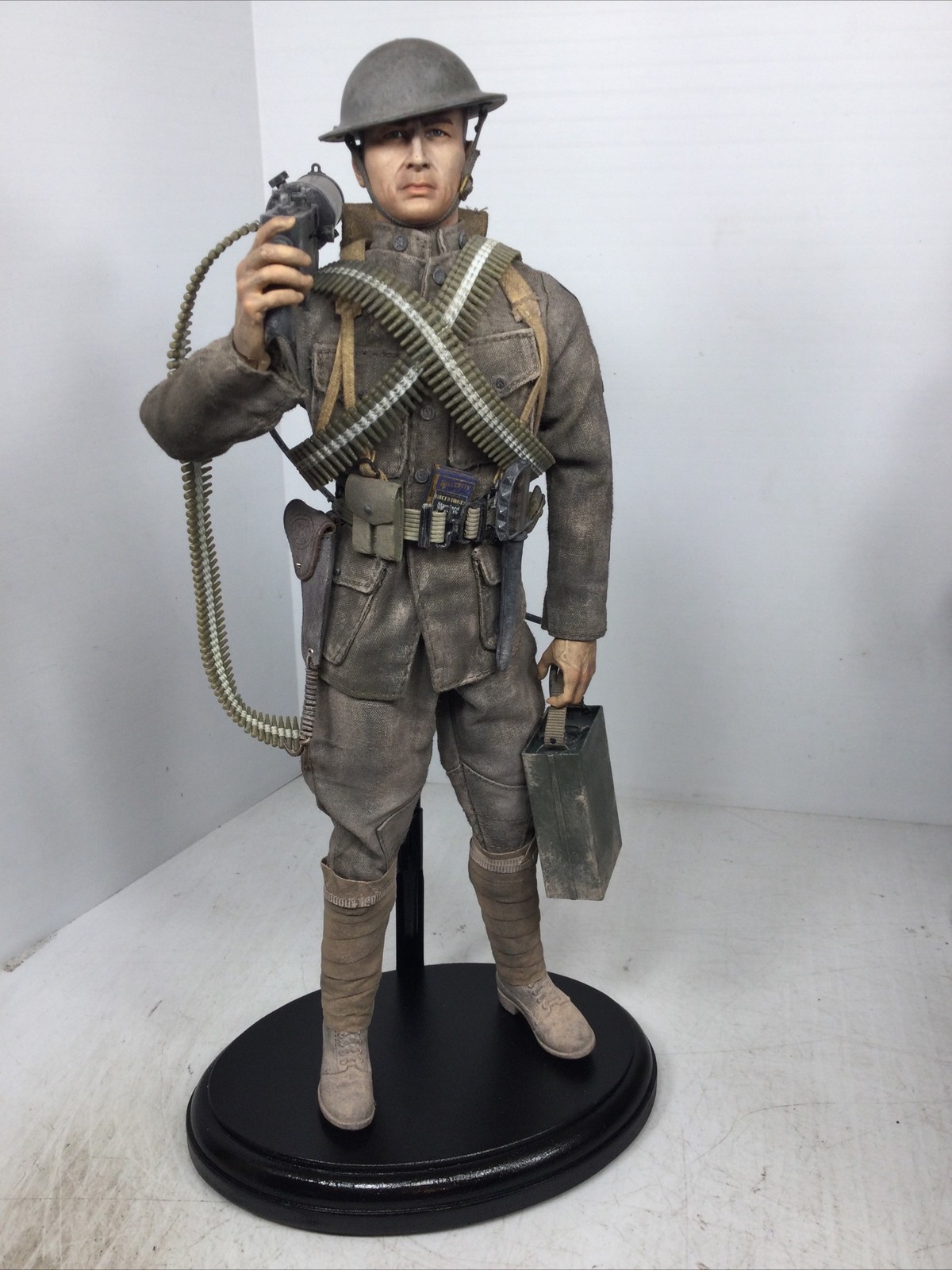 1/6 CUSTOM WW1 US 2ND INFANTRY DIV BROWNING .30 CAL MACHINEGUNNER +STAND