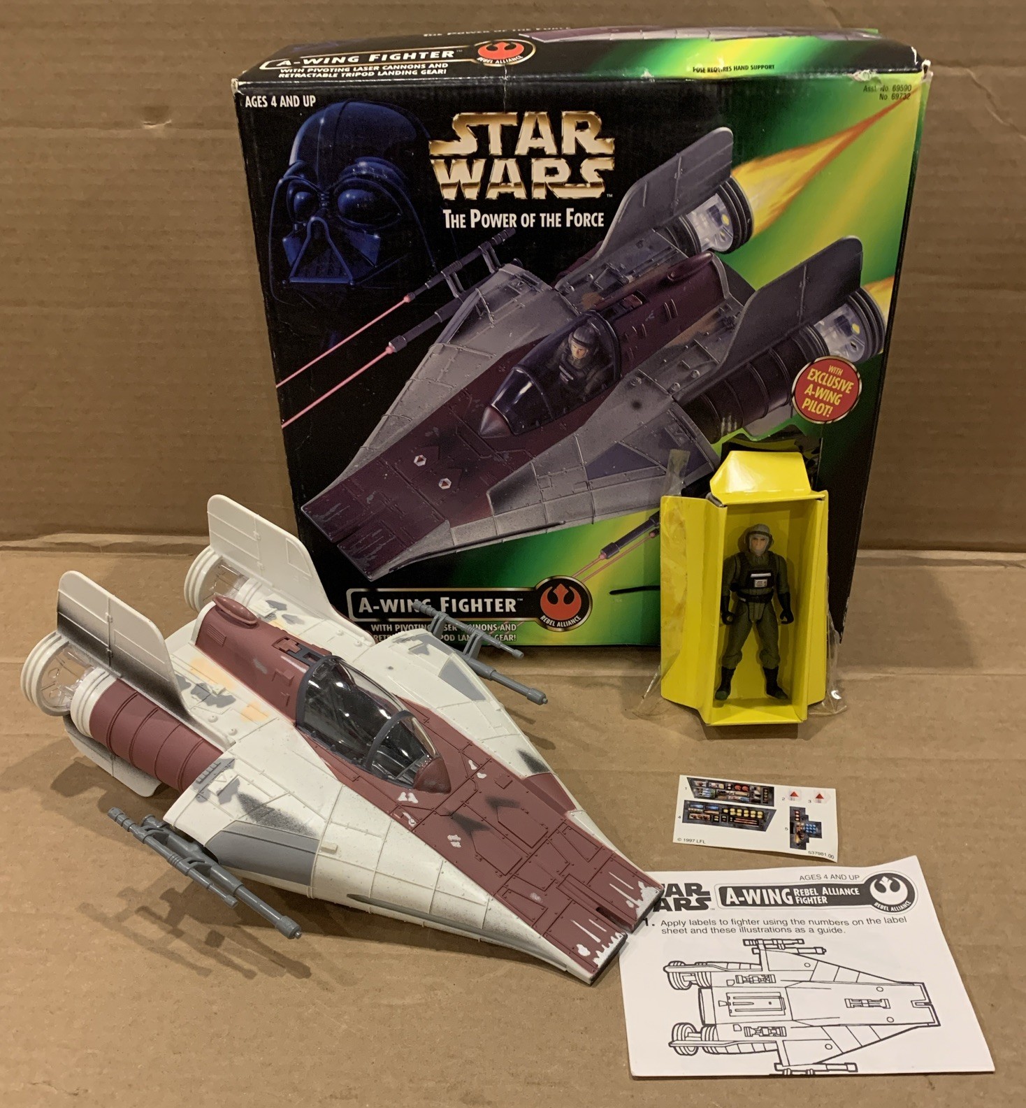 A-Wing Fighter w/Pilot Complete Star Wars POTF 1997 Hasbro Action Figure Vehicle