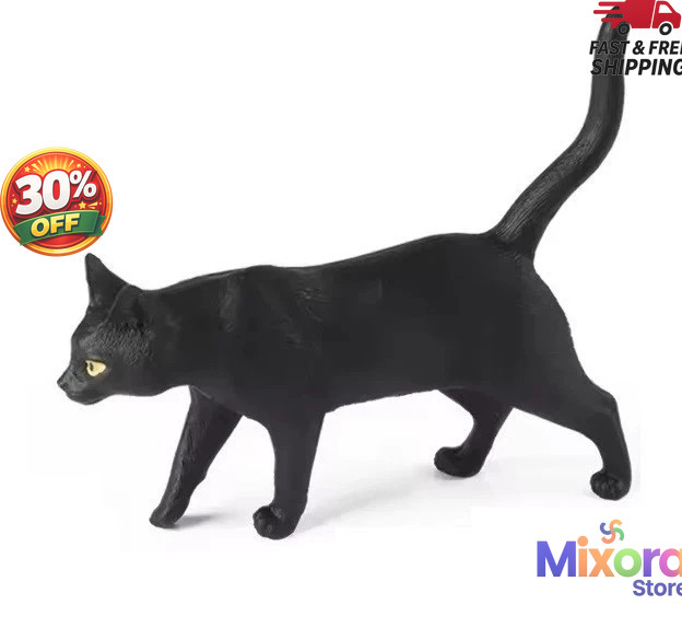 Black Cat Toy Action Figure Small Animal Figurine Doll Gift for Kids