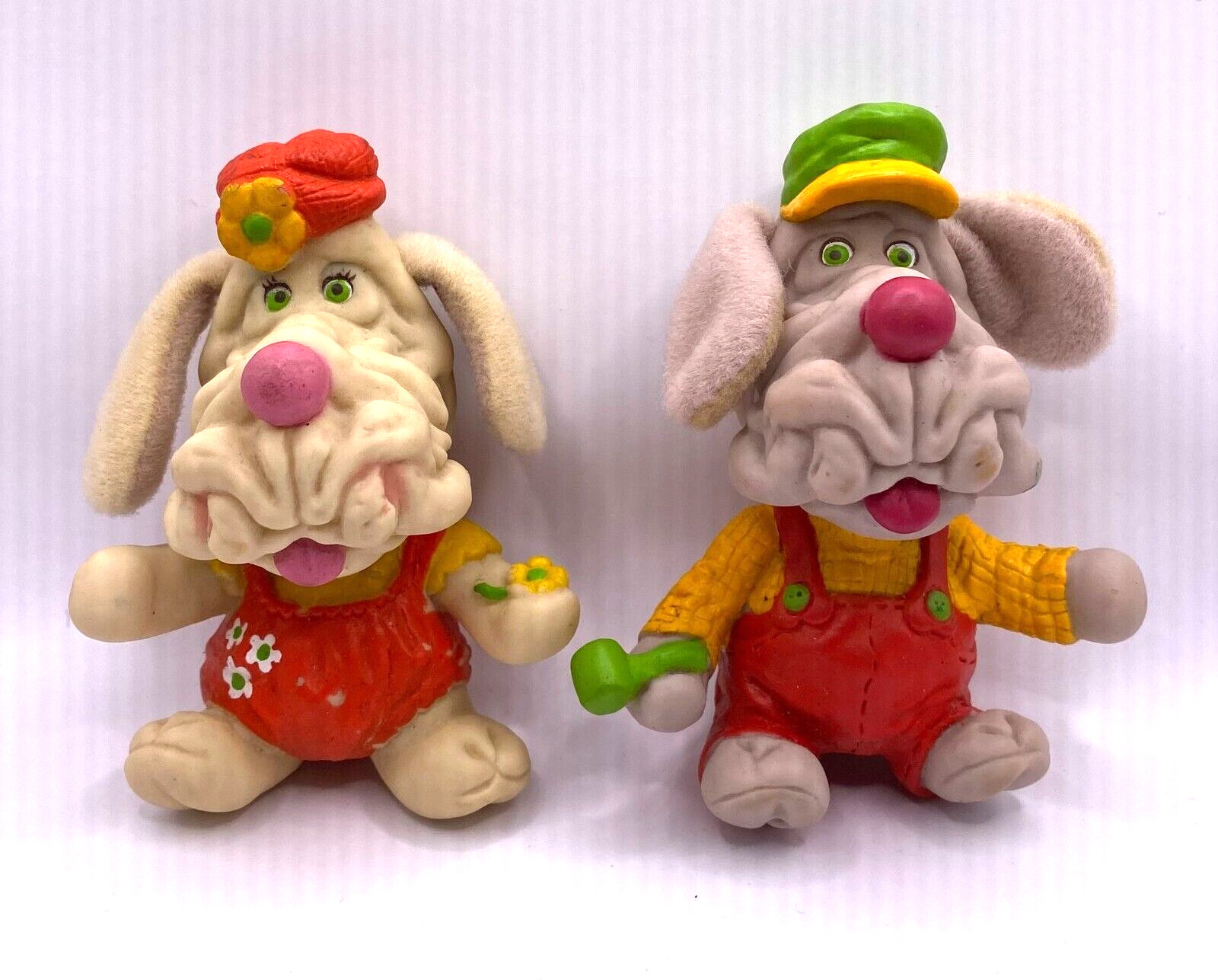 Vintage Ganz LJN Toys Wrinkles Dog Rubber Finger Puppets 1985 Lot of 2