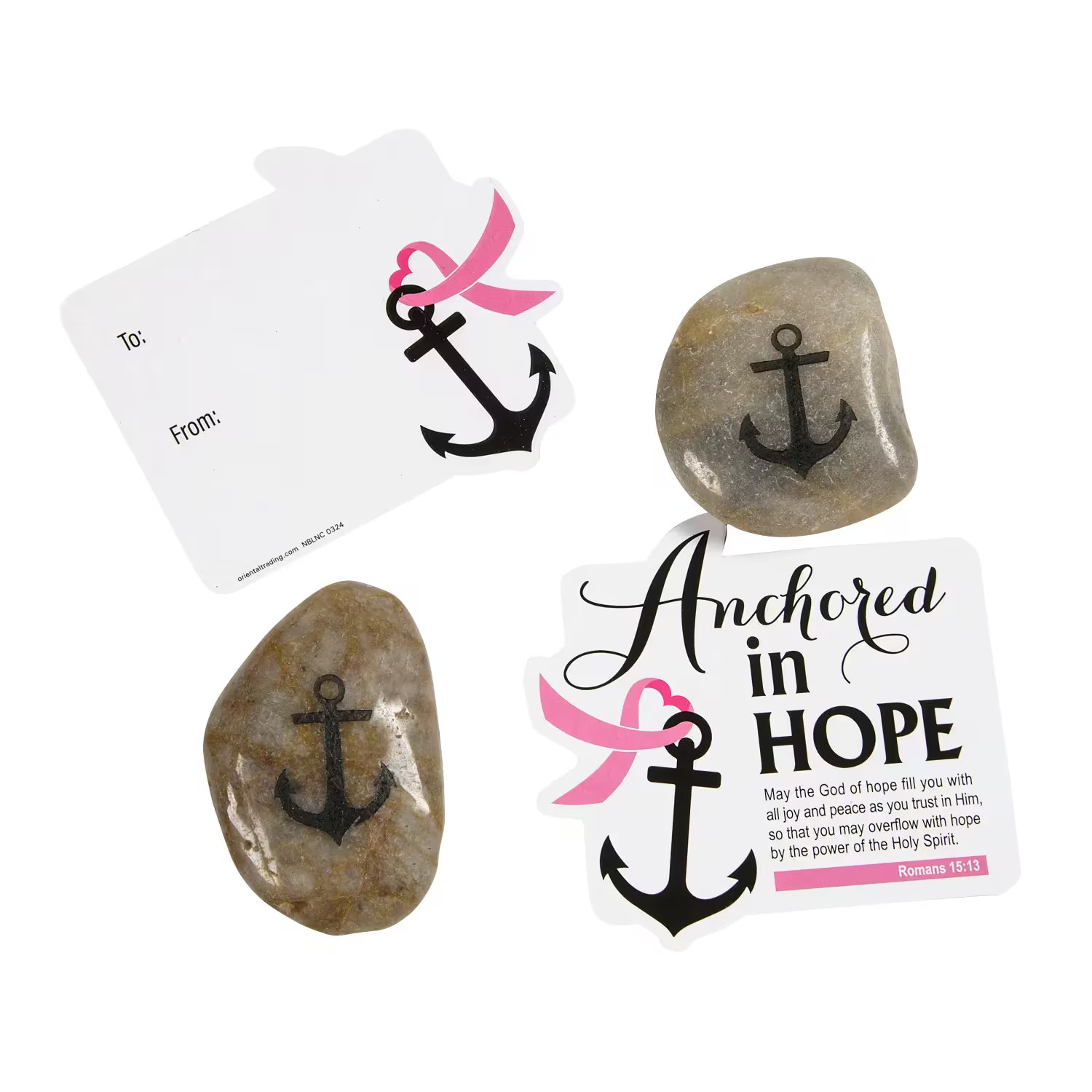 Fun Express Religious Anchored in Hope Worry Stones with Cardstock Card for 24
