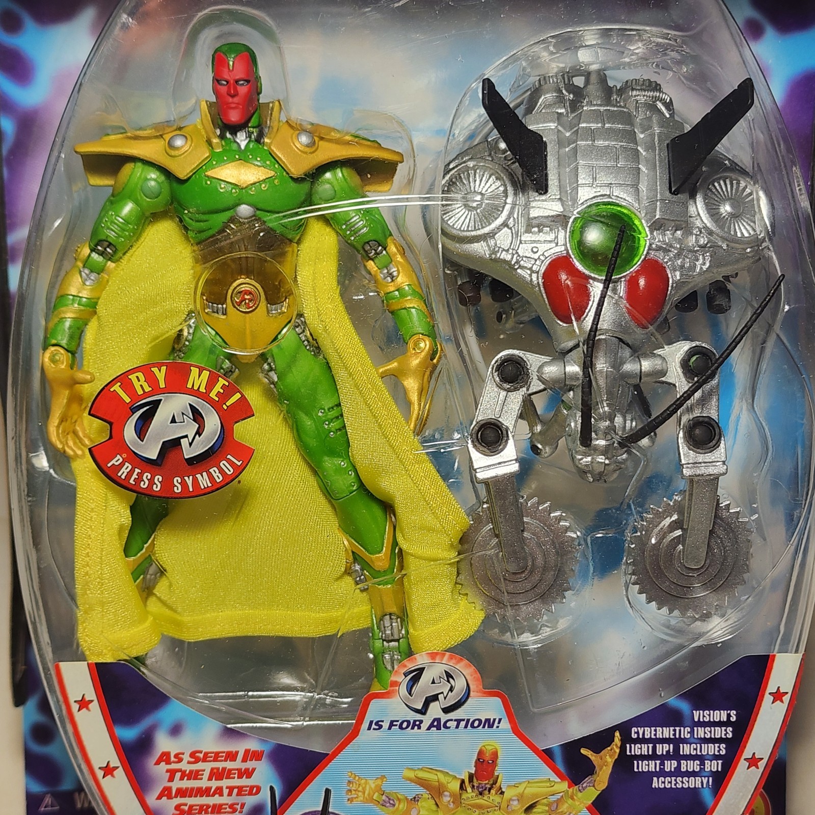 Avengers United They Stand Vision Light Up Action Figure Toy Marvel ToyBiz 1999