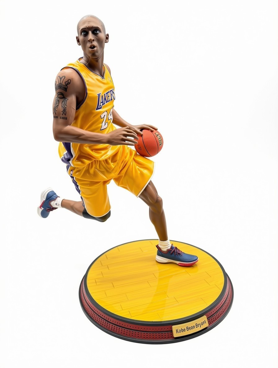 Kobe Bryant #24 Statue Figure LA Lakers Yellow Jersey Dribbling Basketball Box