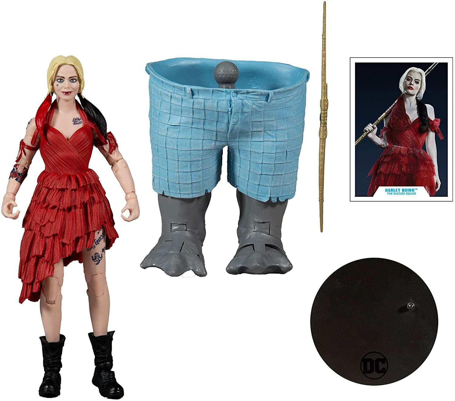 DC Multiverse The Suicide Squad – Harley Quinn (Build-A-King Shark) 7-Inch Actio