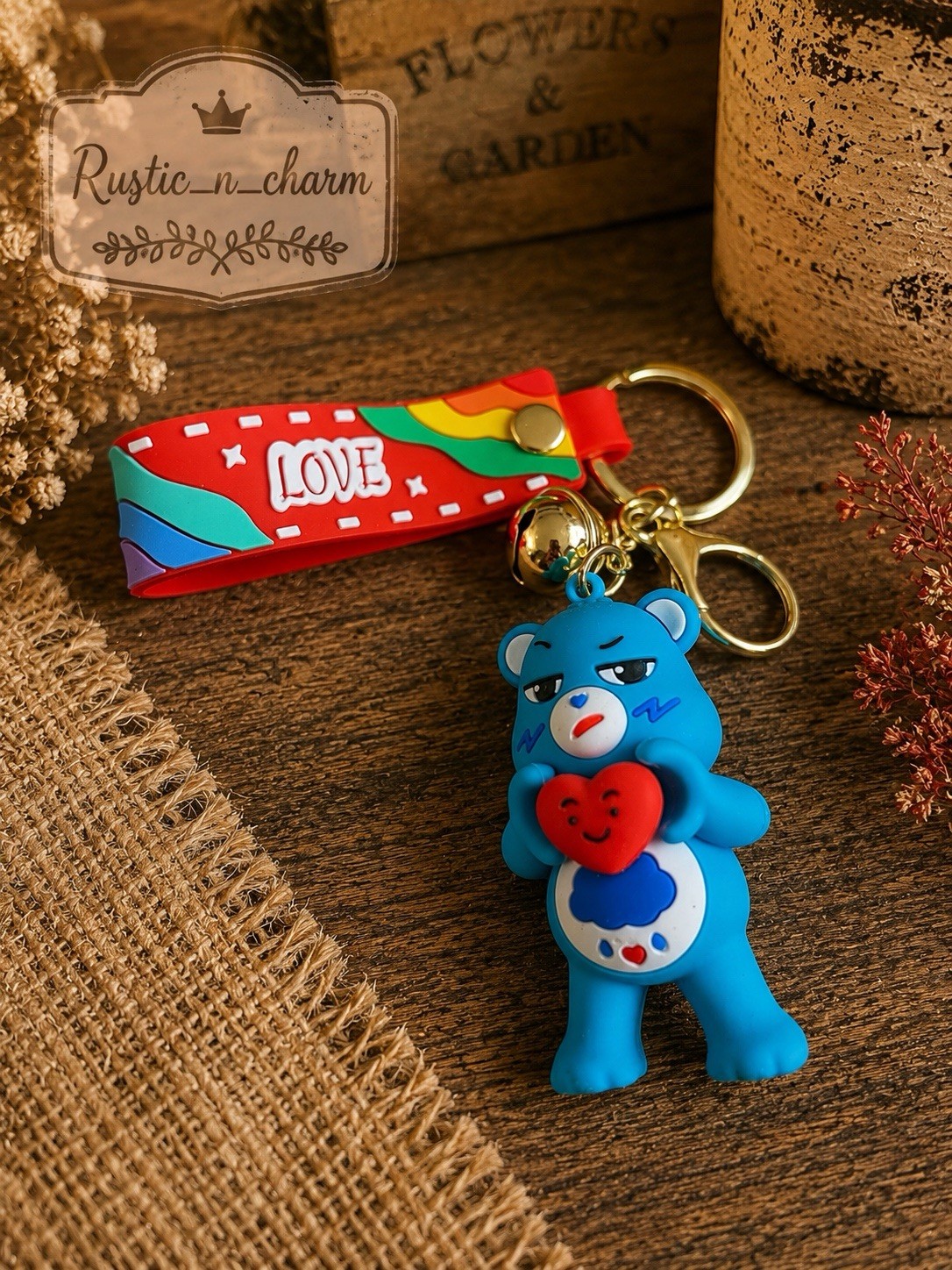 CARE BEAR KEYCHAIN 3D Keyring Accessories for Backpack,Purse,Handbag