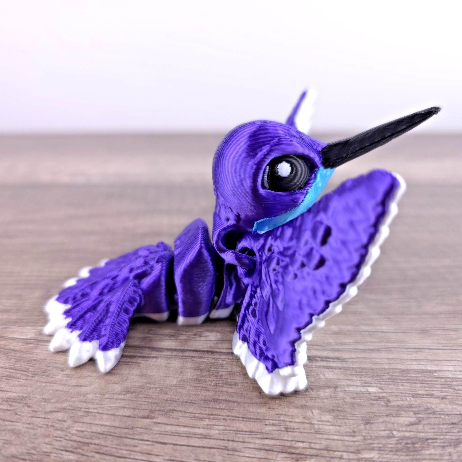 Tiny Hummingbird 3D Printed Articulated Flexi Fidget Toy Desk Pet – Purple