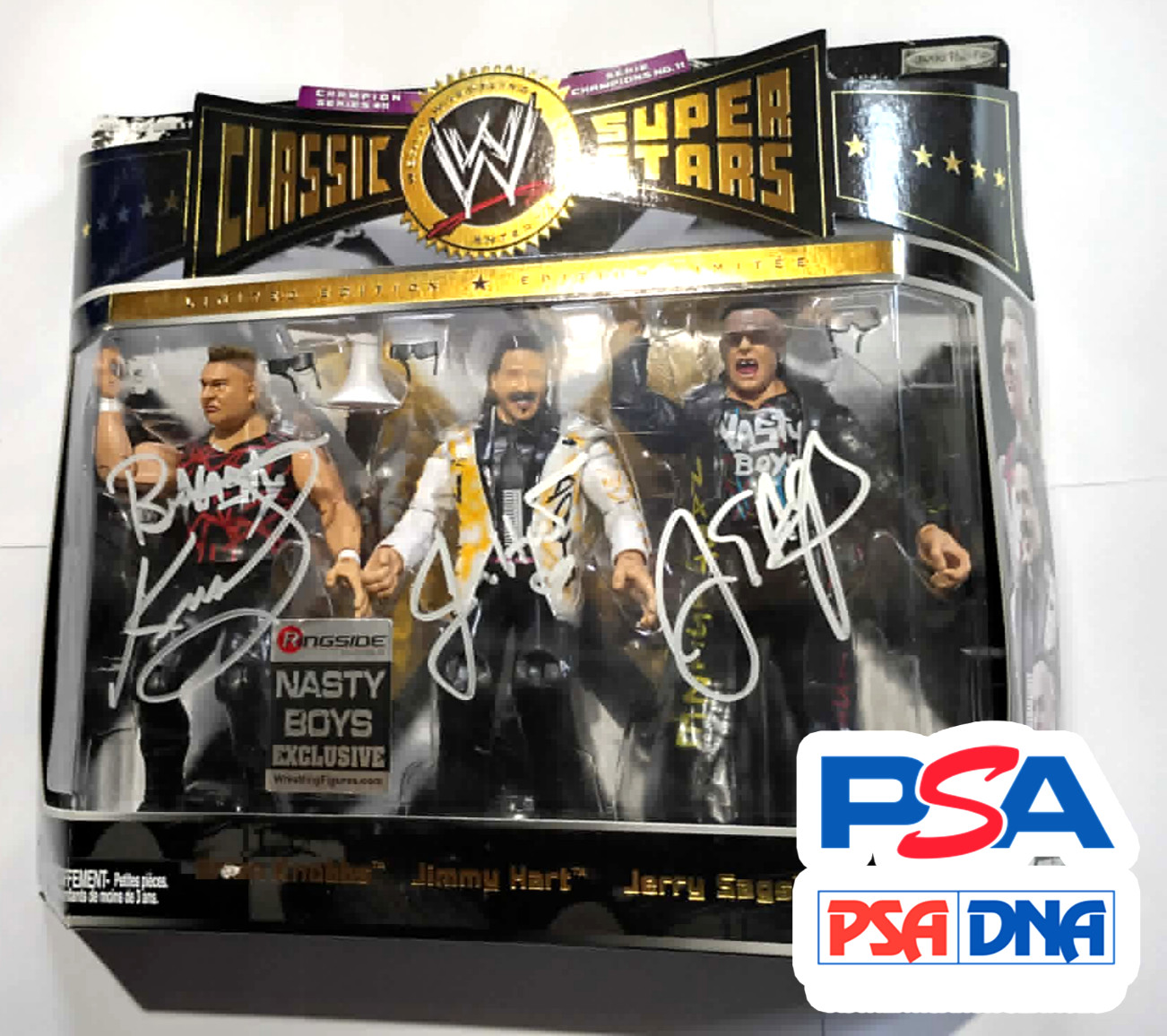 SIGNED JAKKS CLASSIC SUPERSTARS JIMMY HART NASTY BOYS JERRY SAGGS BRIAN KNOBBS