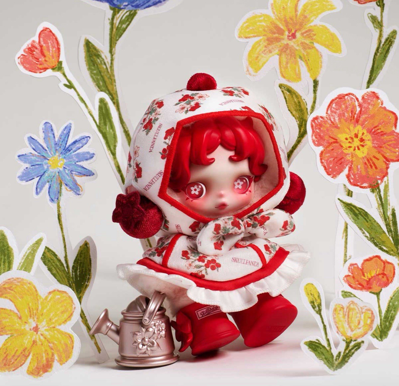Authentic Pop Mart SKULLPANDA Amid Flowers Plush Doll Pendant