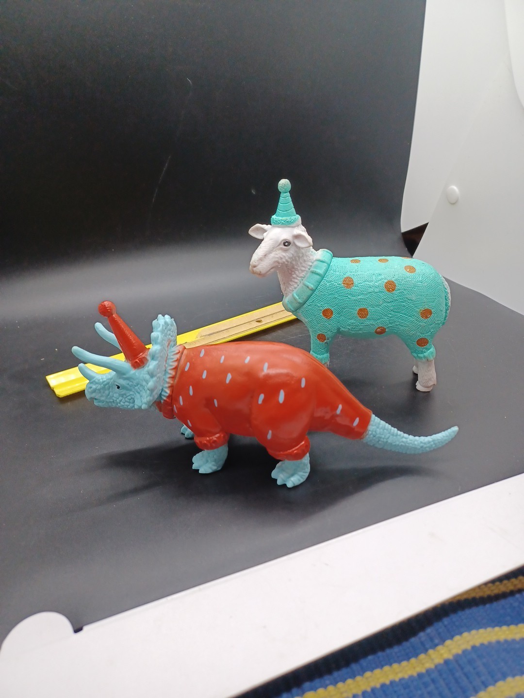 TWO Ankyo Party Farm Animals with Party Hats Sweater COW & SHEEP