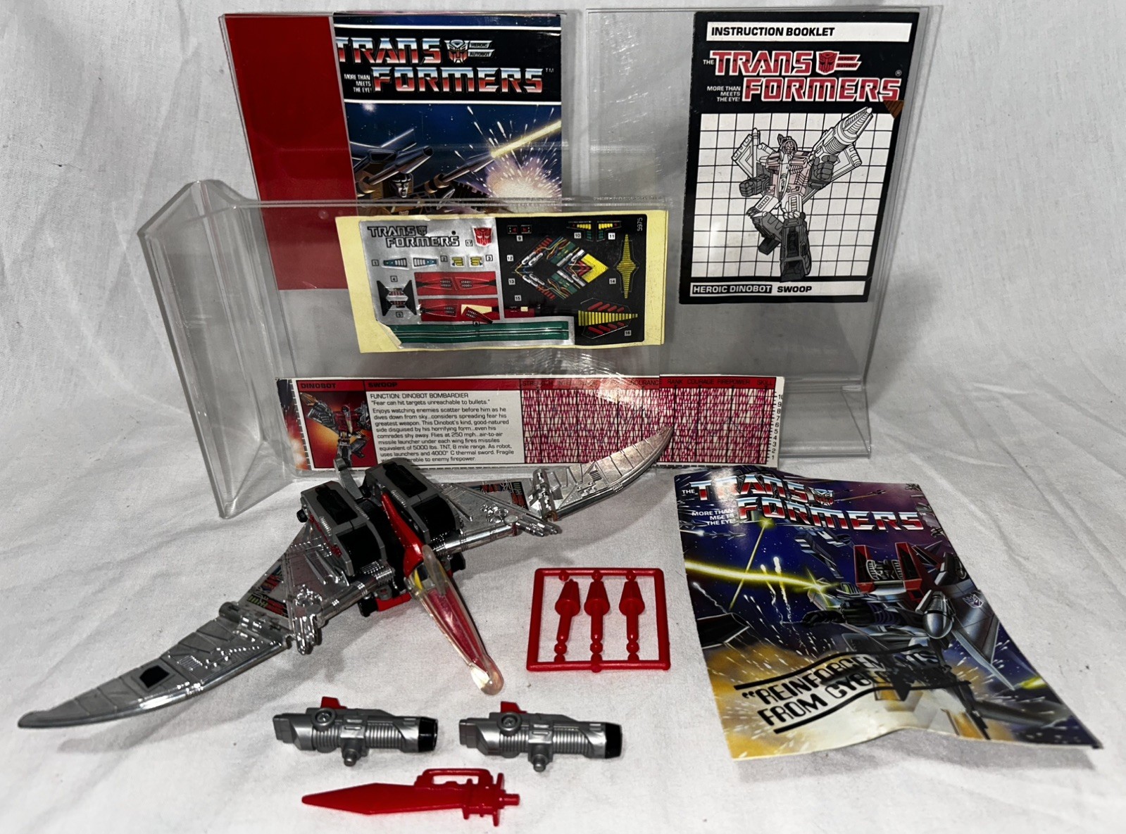 Transformers Swoop Dinobot 100% Complete Instructions Tech Specs Decals 1985 G1