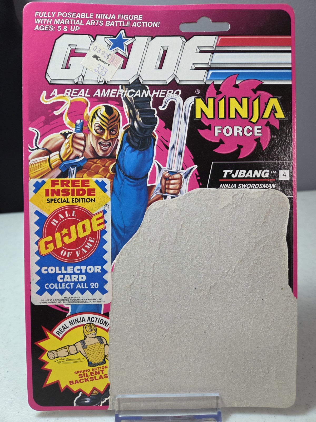 GI JOE Ninja Force T’Jbang – Full Card Back ONLY 1992 HASBRO Uncut File Card