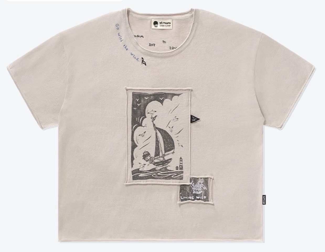 Hirono Living Wild – Song of the Polar Sea Casual Knitted Cuff Hem T-Shirt