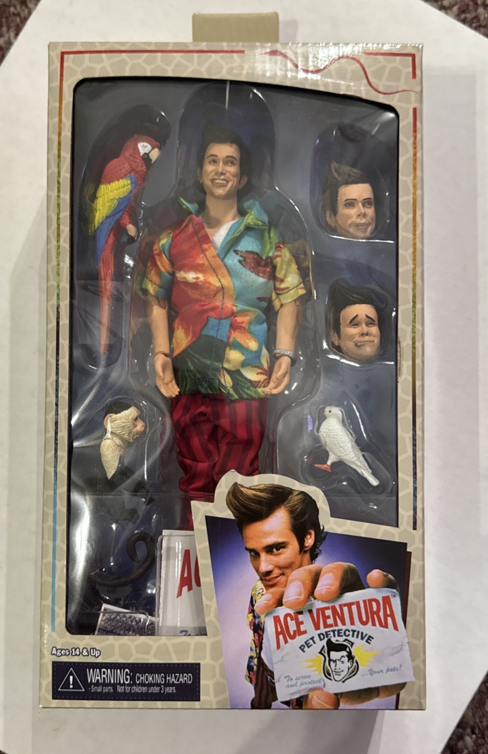 Neca 🦜 ACE VENTURE🐒 Pet Detective Jim Carrey Action Figure New In The Box!!
