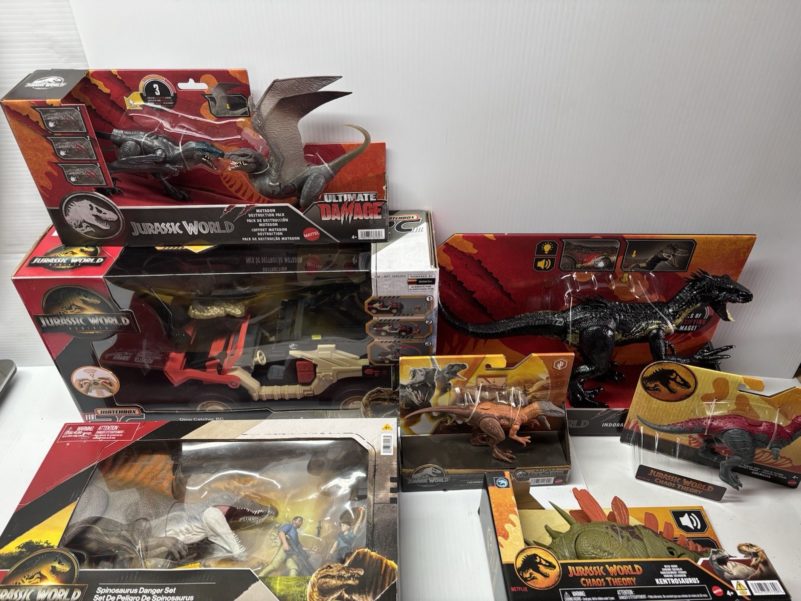 Jurassic World Lot 7 Indoraptor Spinosaurus Mutadon Kentrosaurus RC Jeep NEW