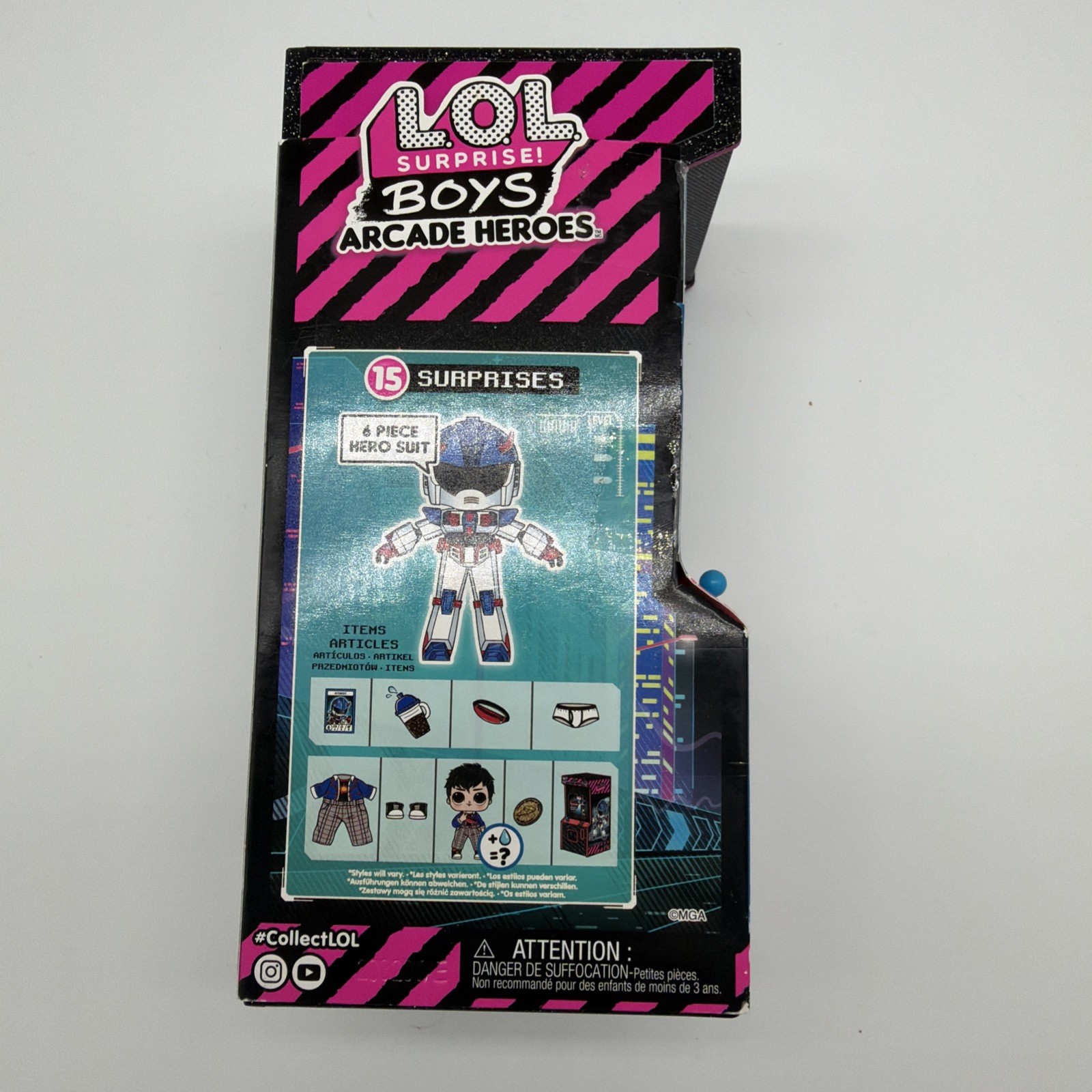 LOL Surprise! Boys Arcade Heroes 15 Surprises 6 Piece Hero Suit RANDOM