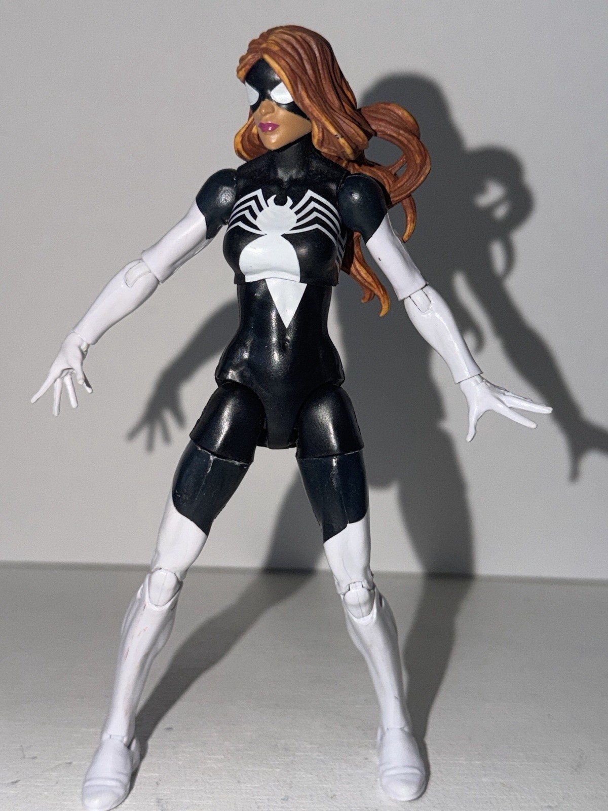 Spider-Woman Action Figure, Marvel Legends – Black/White Suit, Red Hair,