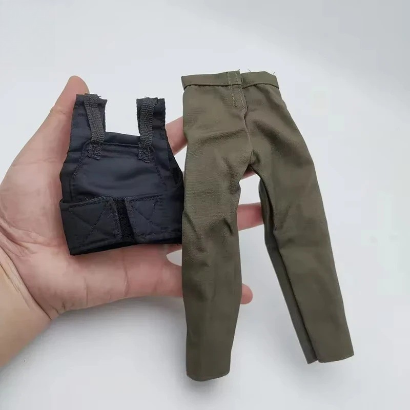 Fashion 1/6 Scale Black Bulletproof Vest with Canvas Pants clothes Model
