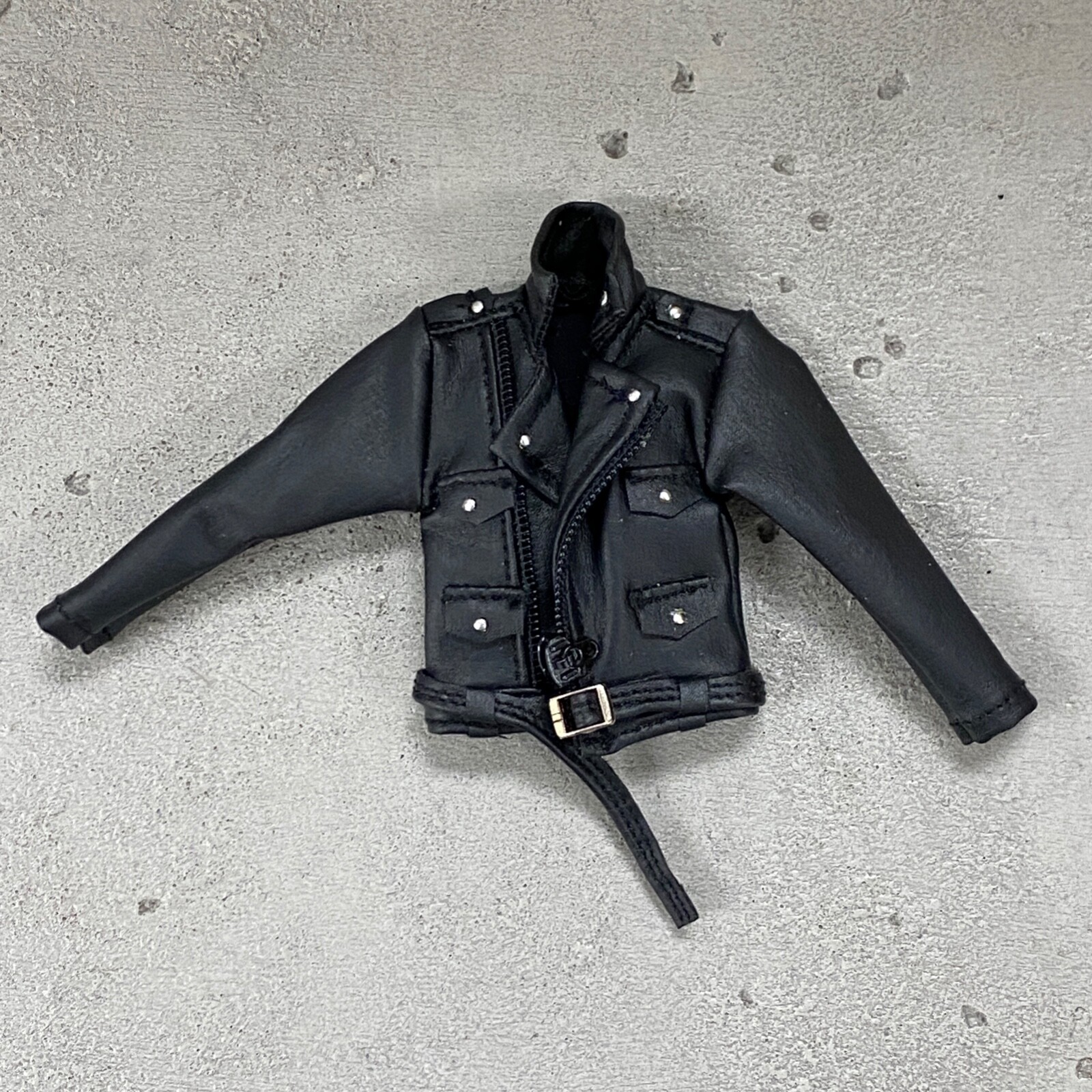 PB-LJK-S: 1/12 Black Biker Leather Jacket for 6 inch slim body