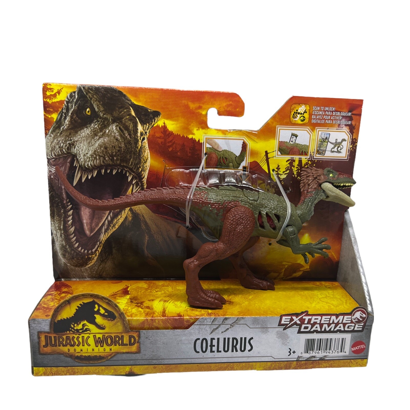 Jurassic World Dominion Extreme Damage COELURUS Mattel Dinosaur Figure Toy New