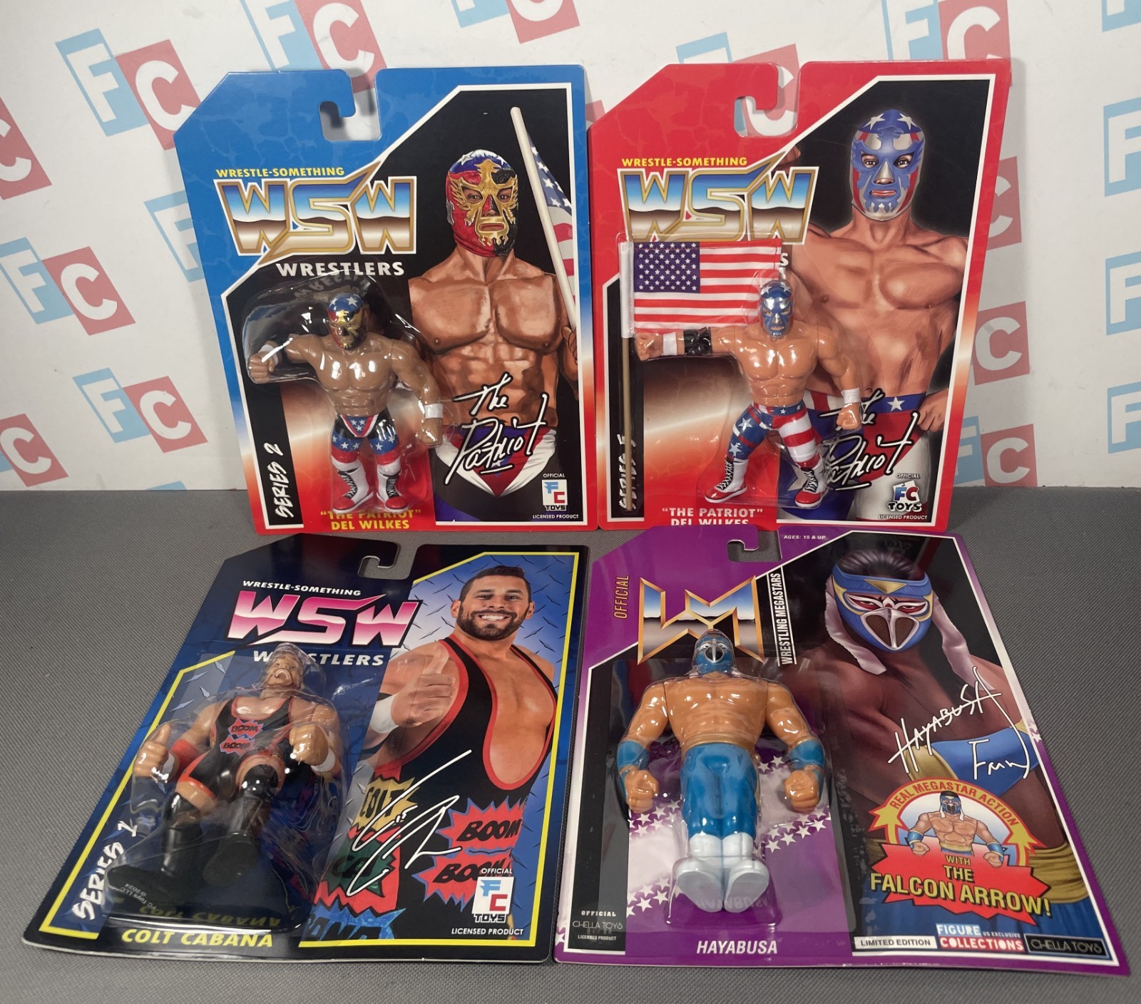 CARD DMG FC Toys Retro Wrestling Figures The Patriot Colt Cabana Hayabusa Lot