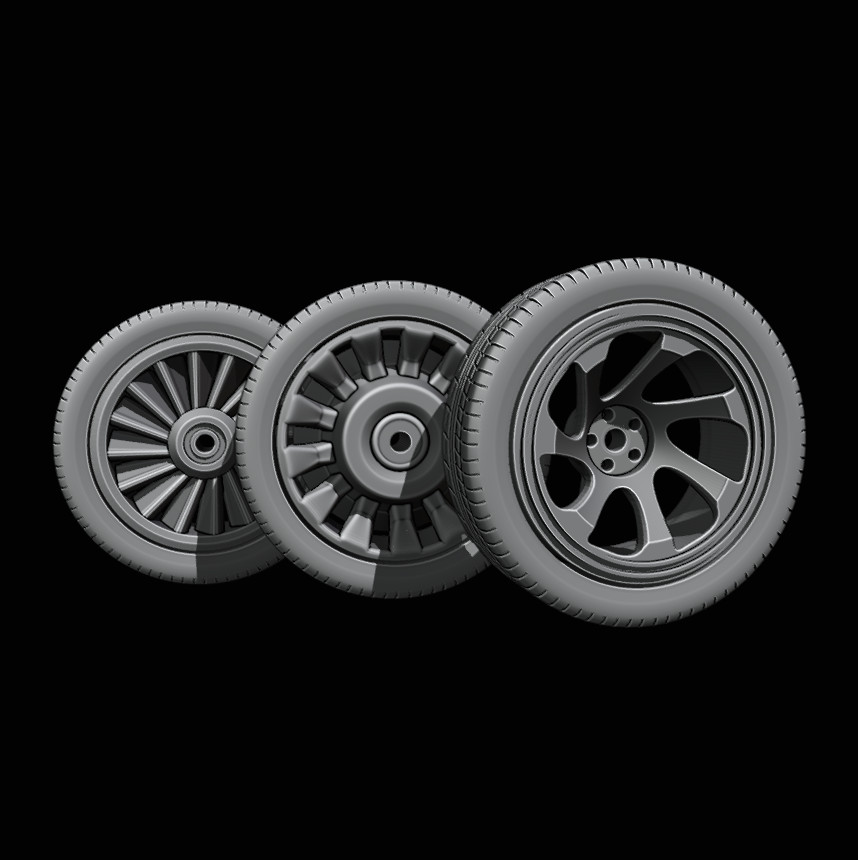 4x Tyre & Alloy Wheel for 3.75in, 6in & 12in Figure Diorama ( 1:18, 1:12 & 1:6 )
