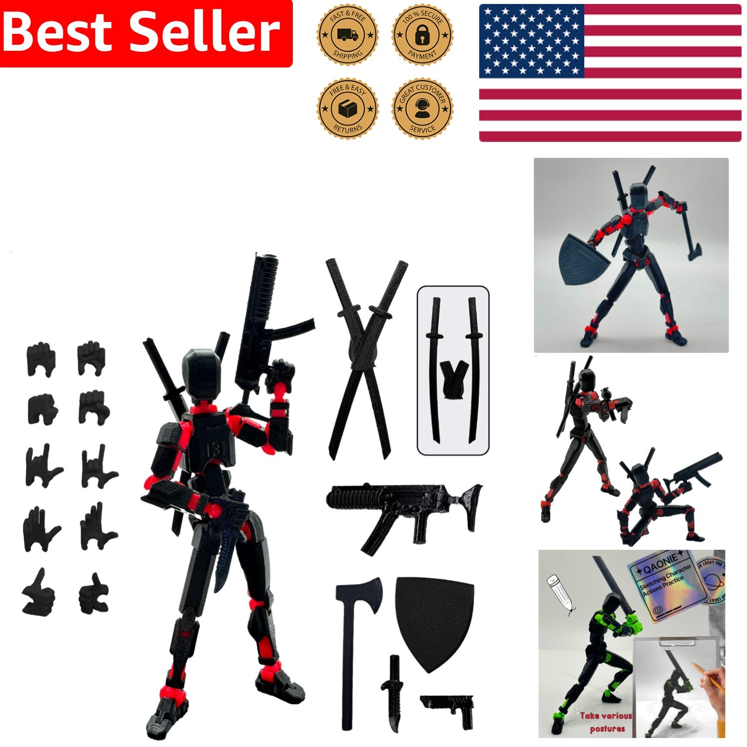 Articulated Action Figure Dummy13 Black 5.54