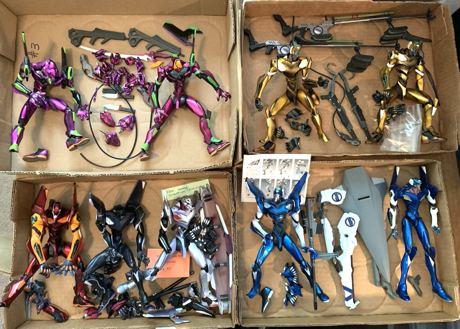 Neon Genesis Evangelion Kaiyodo Figures Lot Of 9 + Accessories AS IS
