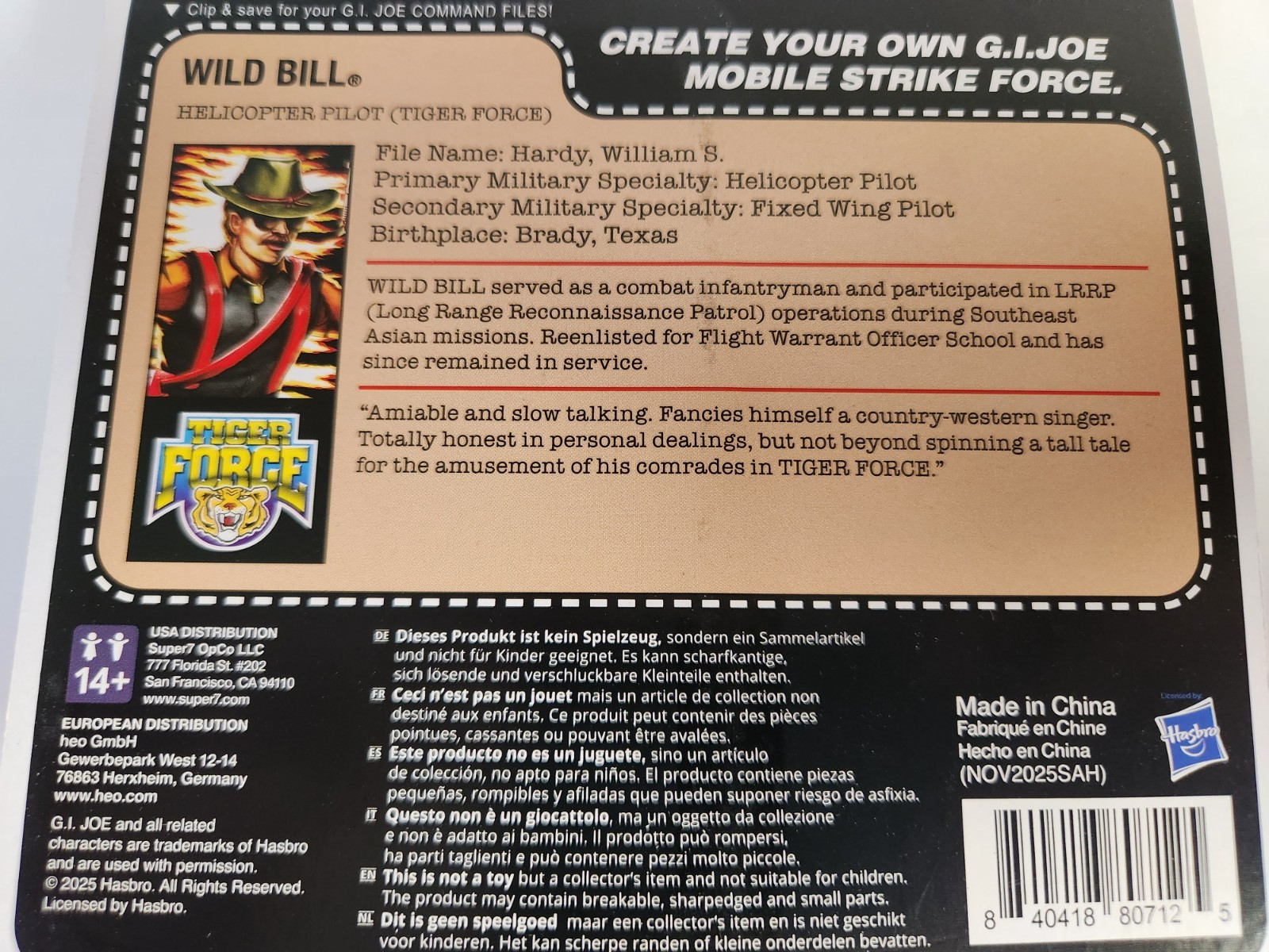 Super7 GI Joe Tiger Force Wild Bill Action Figure 3.75″ ReAction 2025 New