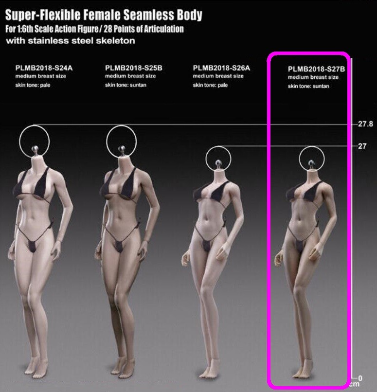 PLMB2017-S27B TBLeague 1/6 Flexible Seamless Stainless Suntan Body Figure doll