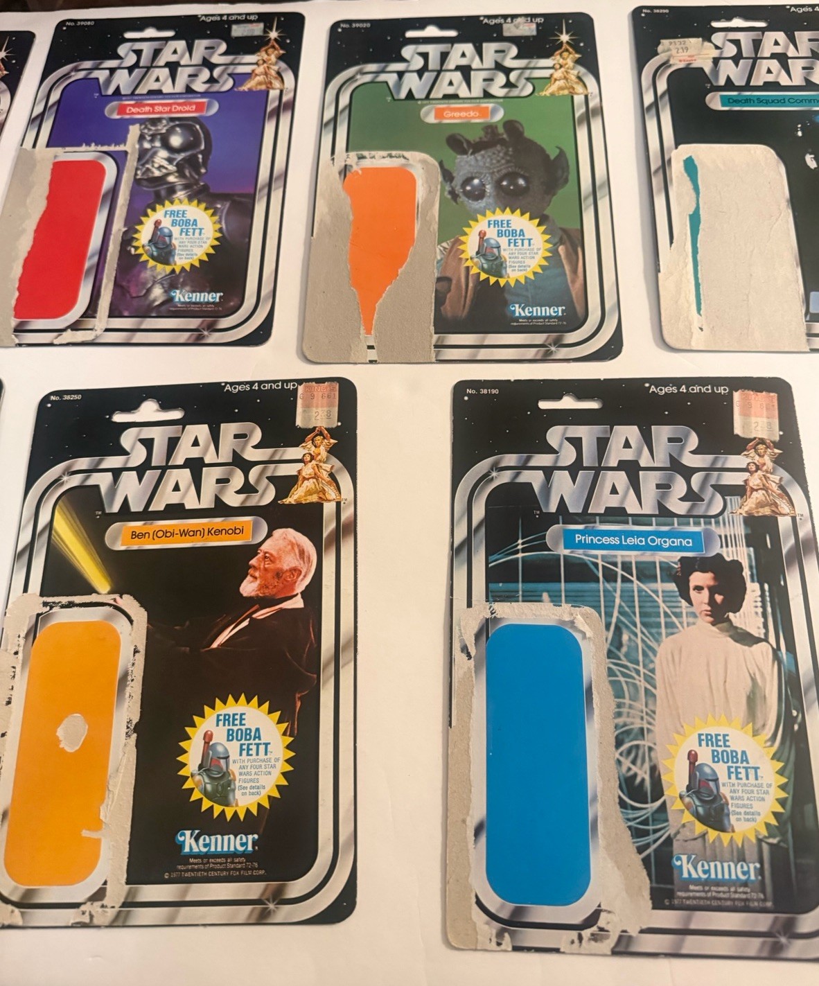 Vintage Kenner Star Wars 20 Back Fett Offer Card Back Lot Of 7 Leia Han Kenobi