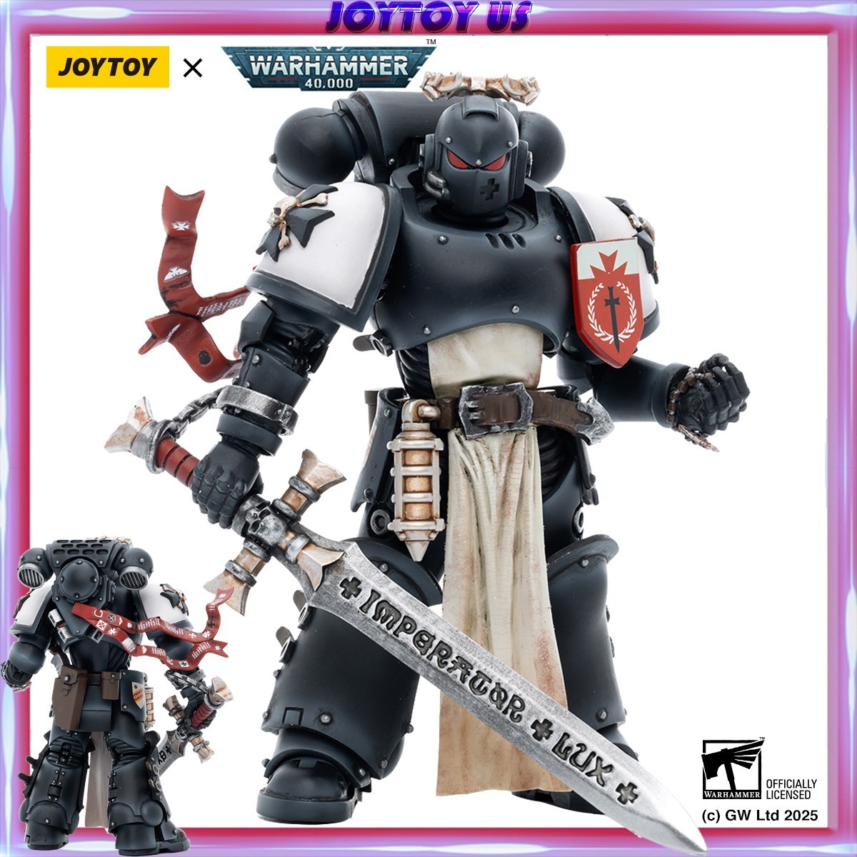 JOYTOY Warhammer 40k Black Templars The Emperors Champion Rolantus 1/18 Model