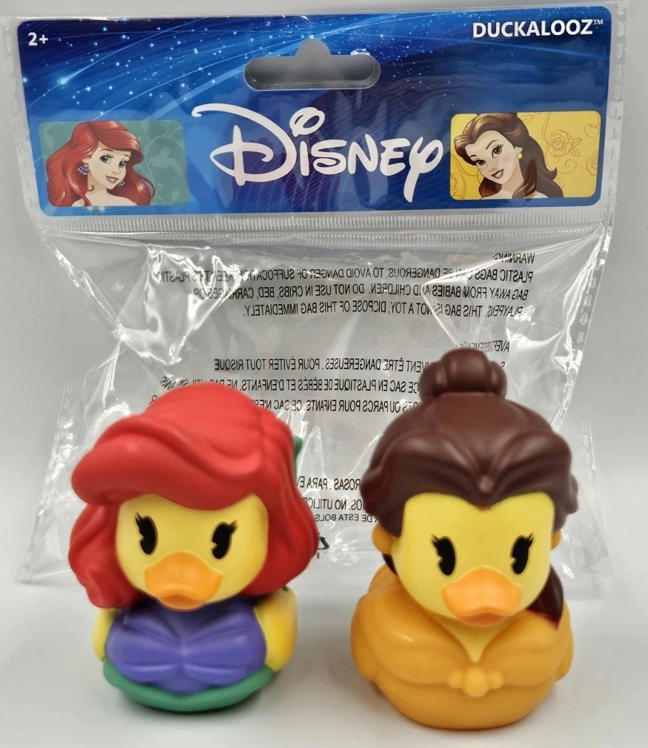 Brand New In Package Disney Ariel & Belle Character Rubber Duck Duckalooz Ducks