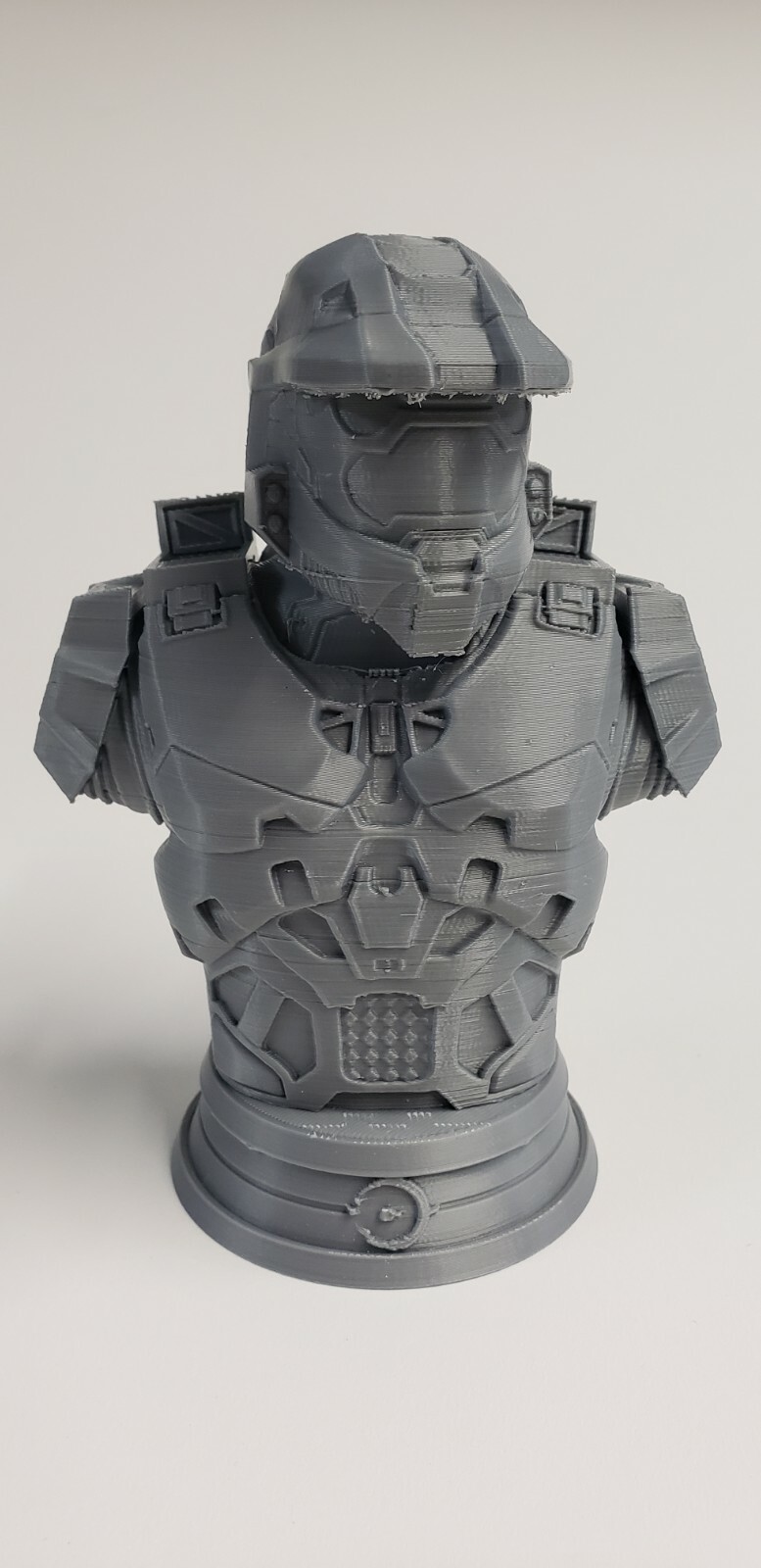 3D Printed 6″ Halo Master Cheif Bust Model Silver PLA Plastic
