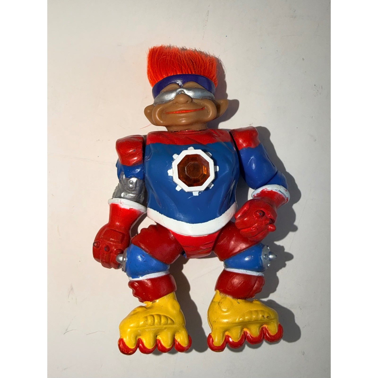 Vintage 1992 Ace Novelty Troll Force Cyborg Action Figure Orange Hair 5 Inch