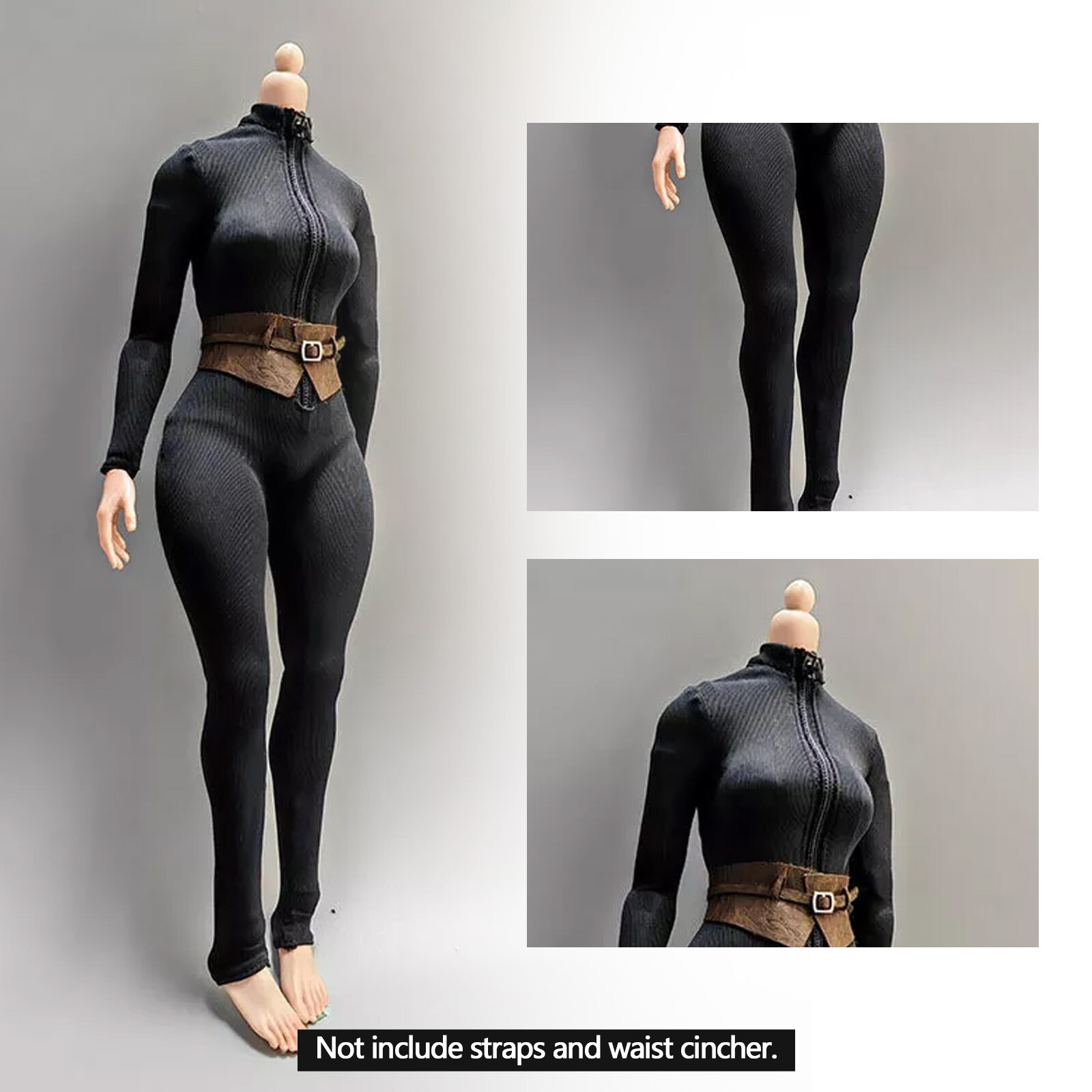 1/6 Female Black Bodysuit Dress Clothes For 12″ PH TBL Action Figure Body Toys.