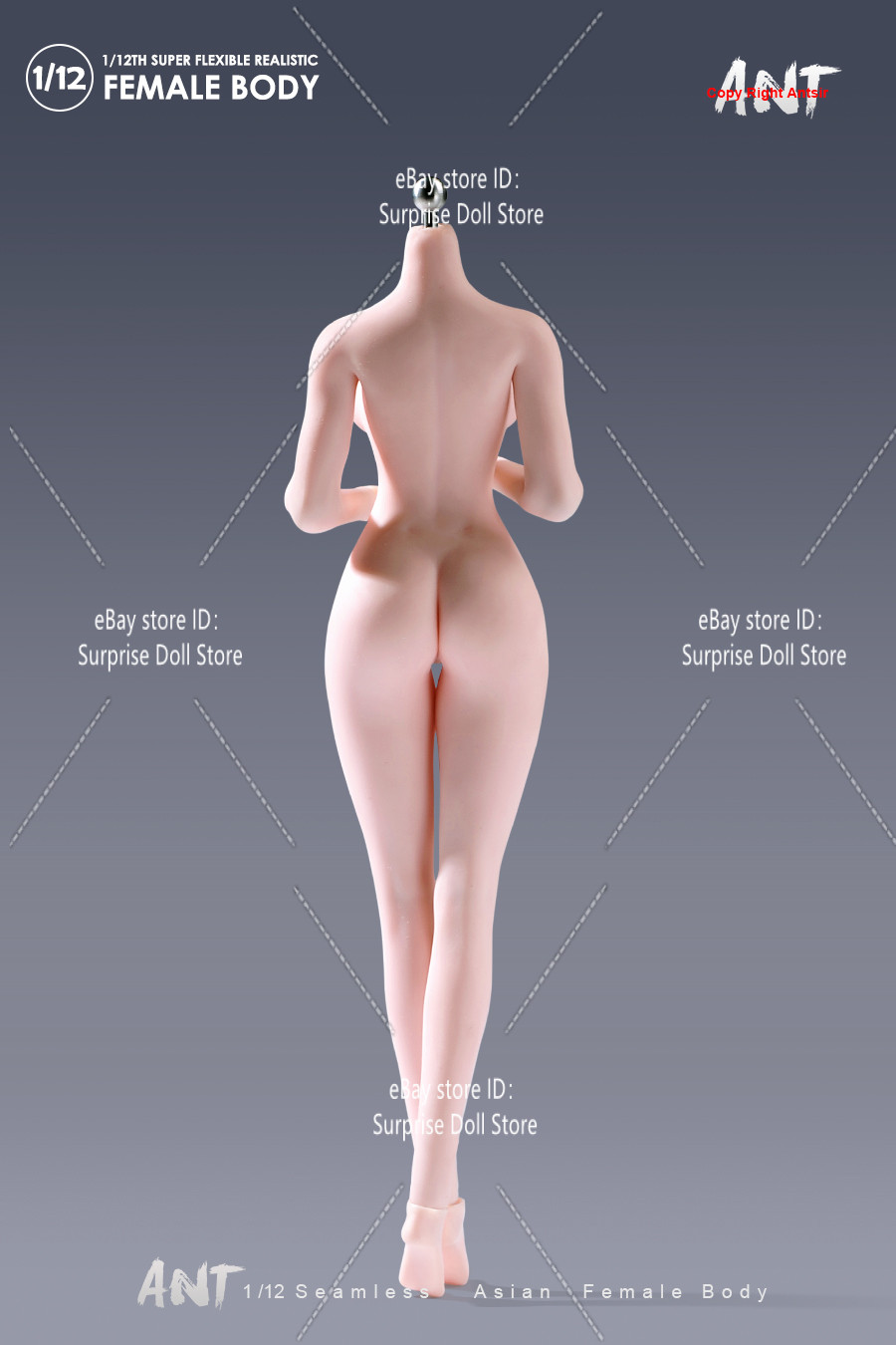 ANT N306B 1:12 Female Seamless Body Pale Large Bust Plump Hip 6″ Action Figure