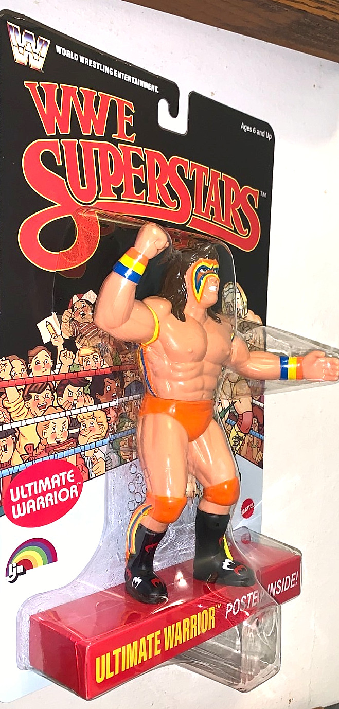 WWE SUPERSTARS LJN 2026 ULTIMATE WARRIOR BLACK CARD CHASE 8″ FIG. NEW! W/POSTER