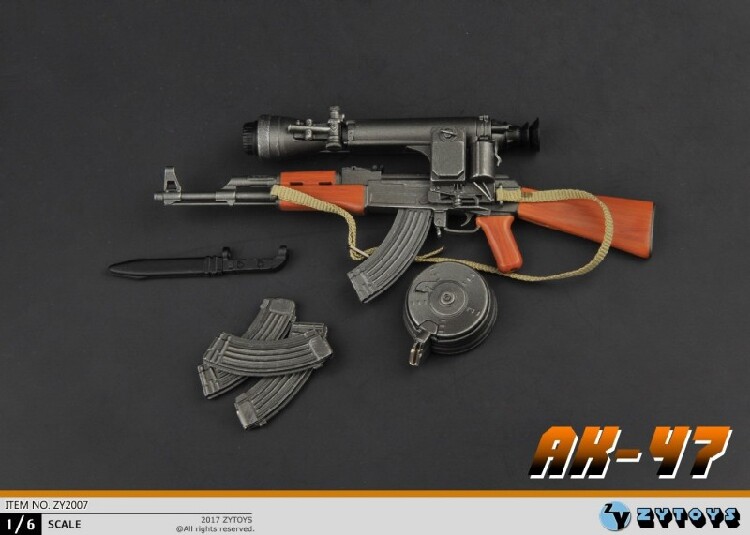 1:6 GUN ZYTOYS RUSSIAN 1/6 AK47 FOR 12′ soldier
