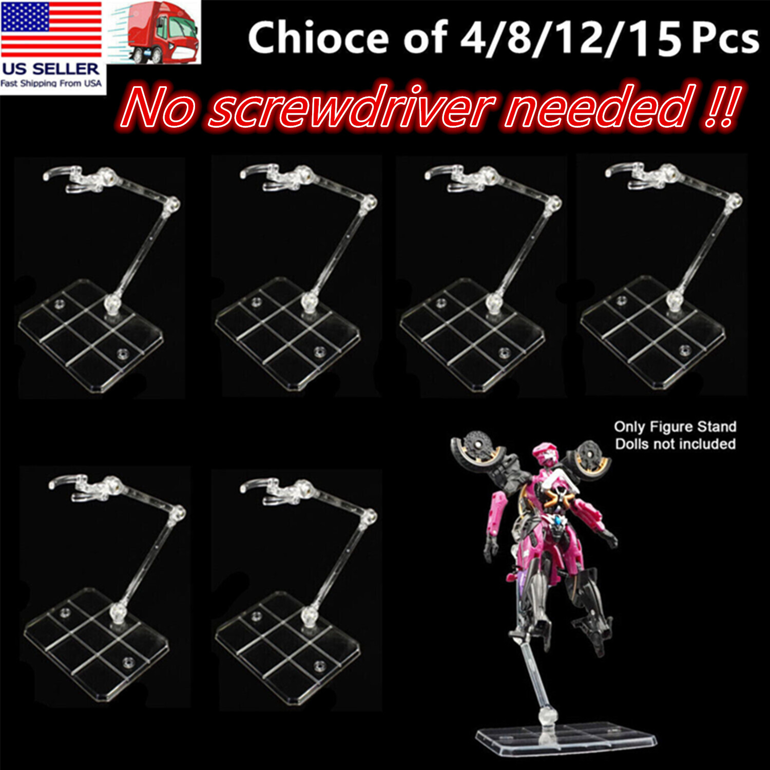 4/8/12/15 Pc HG144 Action Figure Display Holder Base Doll Model Support Stand