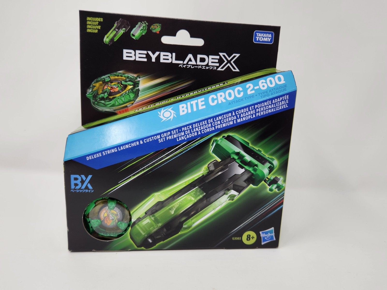 Beyblade X Bite Croc 2-60Q BX Takara Tomy Attack Type w/ Launcher Grip Set NEW