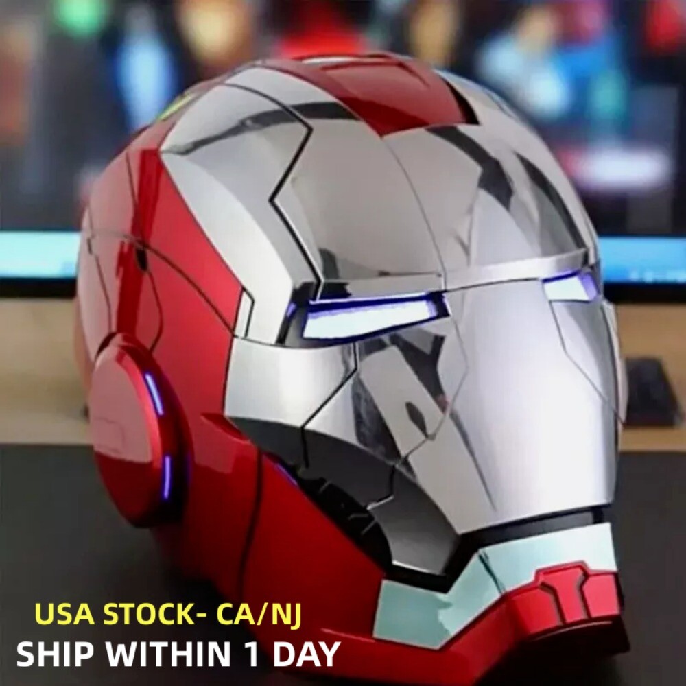 2024 Iron Man MK5 1:1 Helmet Wearable Voice-control Cosplay Mask Silver AUTOKING