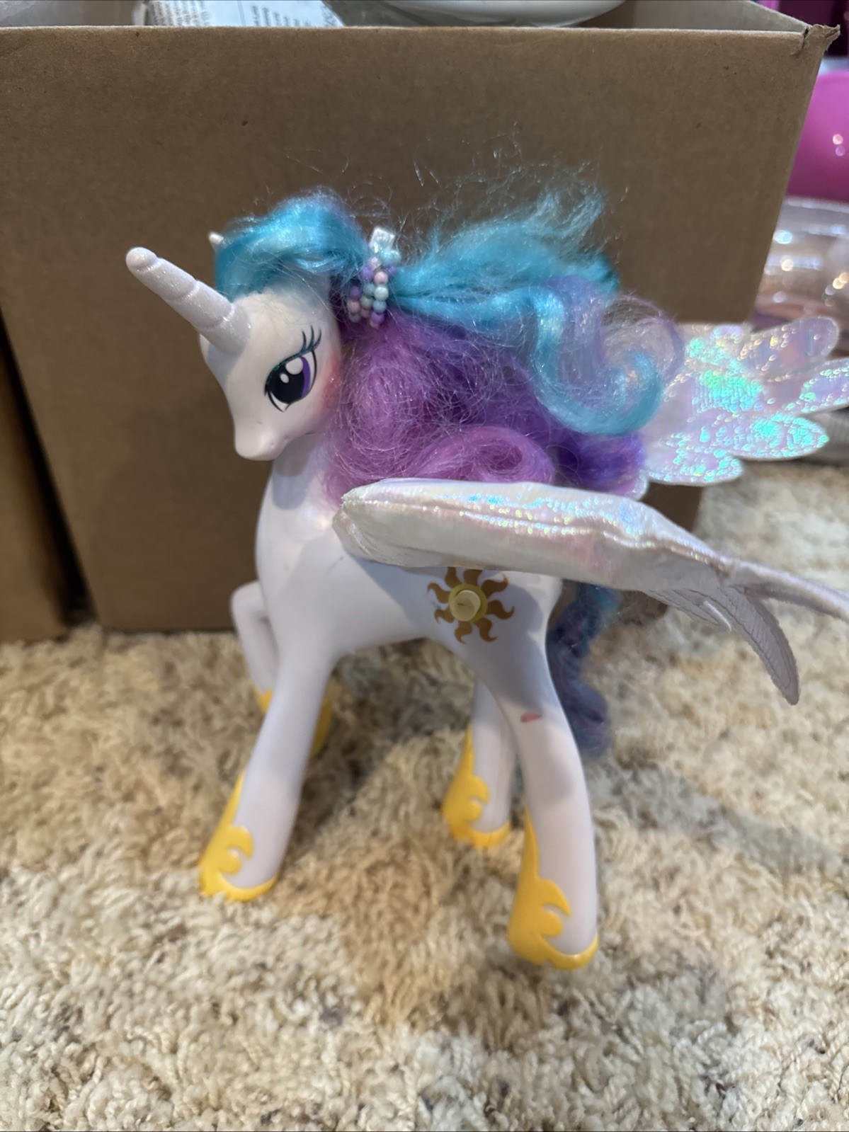 My Little Pony Princess Celestia Figure 8″ White G4 2011 Hasbro Mechanical Wings