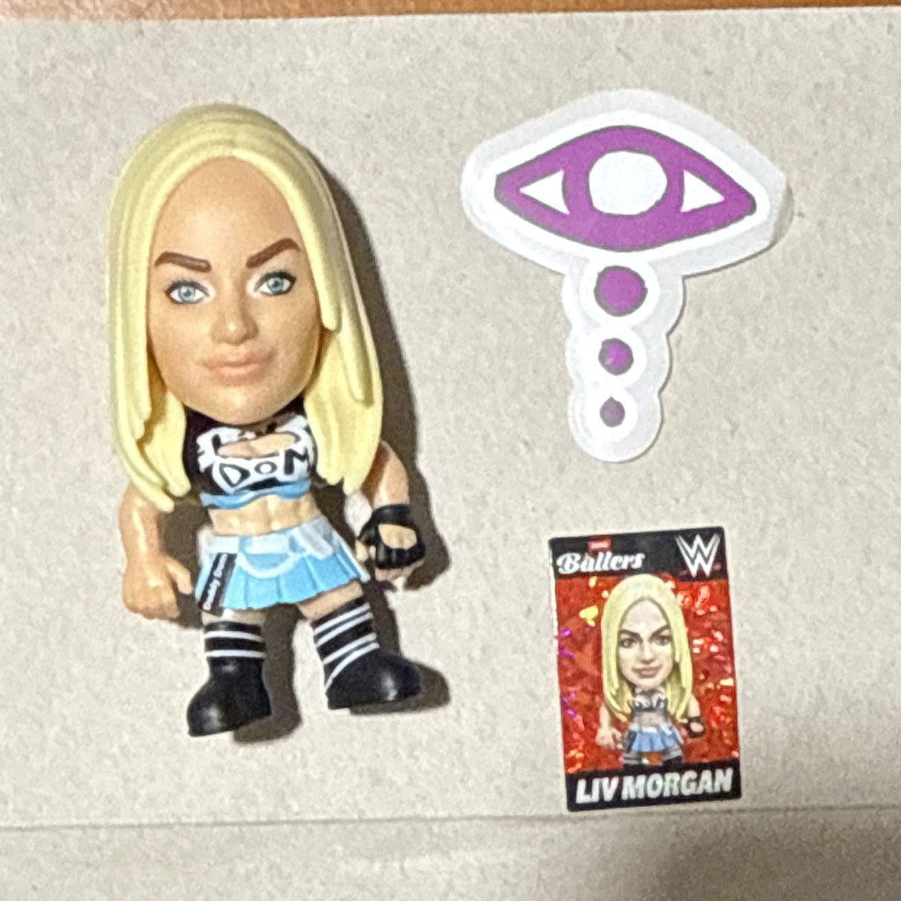 WWE Ballers Liv Morgan Mini Action Figure w/ Sticker & Trading Card
