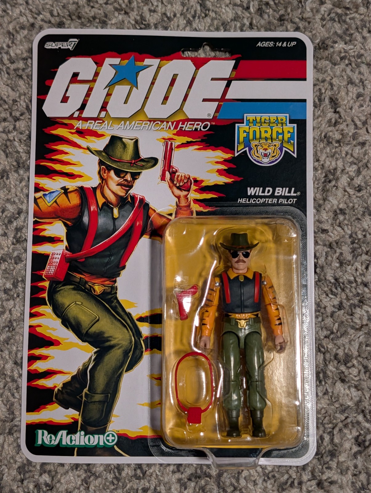 Super 7 GI JOE Heli Pilot WILD BILL Hasbro REACTION+ O-RING TIGER FORCE