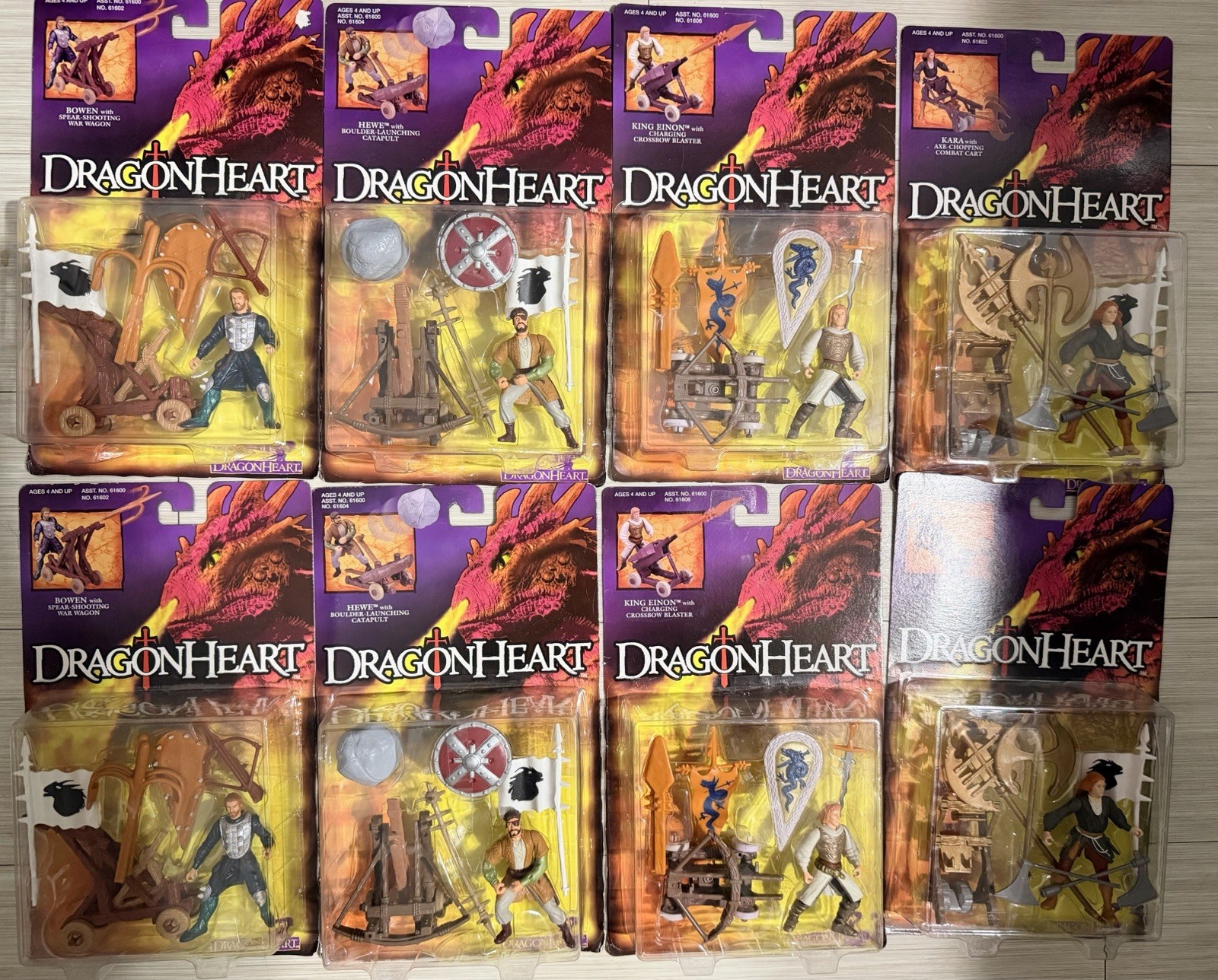1995 Dragonheart Kenner Lot (8) Action Figures Bowen Hewe Kara King Einon