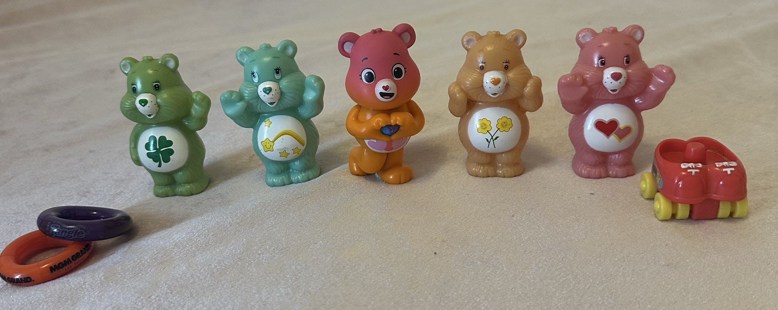Vtg Care Bears Lot PVC Figurines Figures Roller Skates Rings