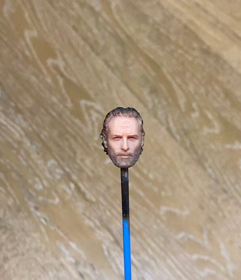 1/12 Painted ‌Custom Rick Grimes Head Model Fit For 6” ML Action Figure